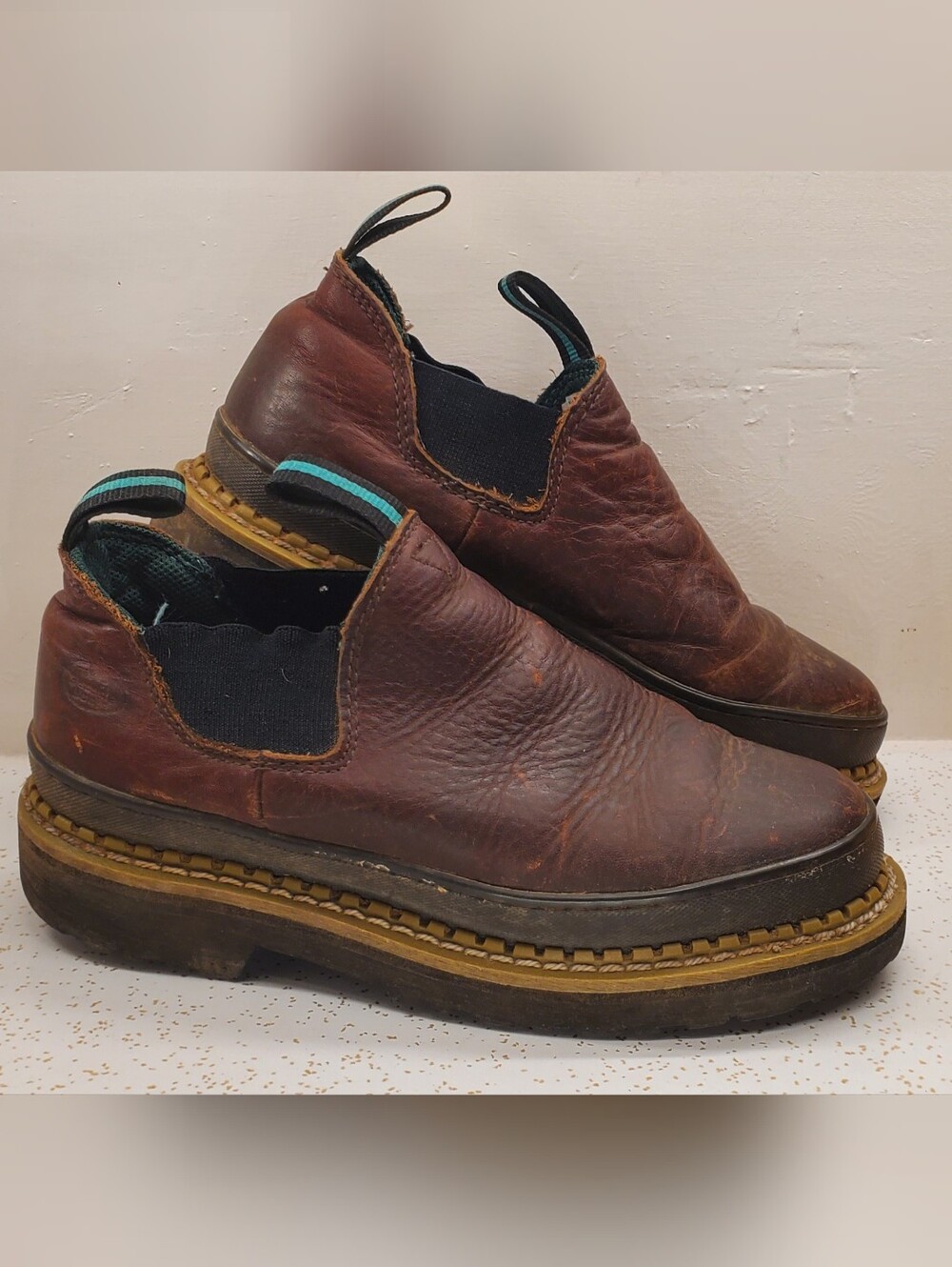 Georgia Boots Women's Brown Leather Slip-On Work Shoes Size 7.5
